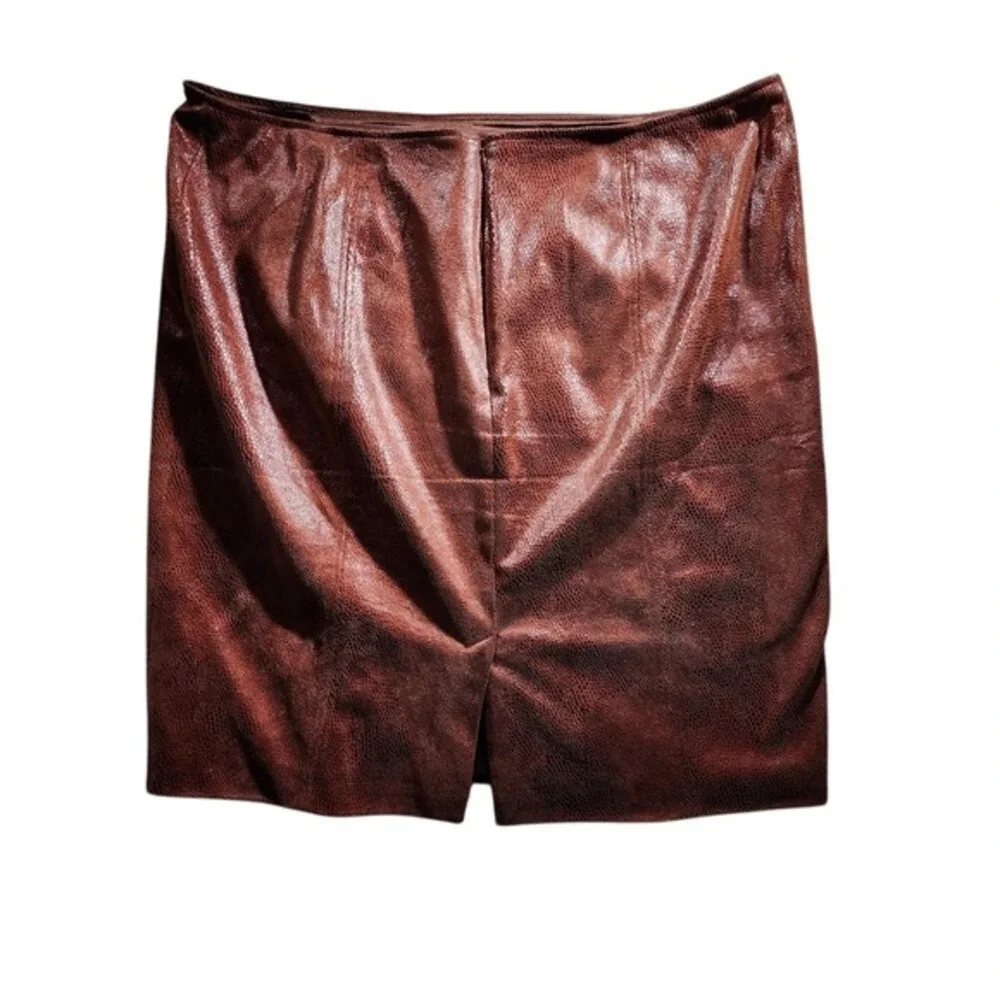 Chico's Faux Leather Skirt Snake Print Pencil Career‎ Chic Size 3